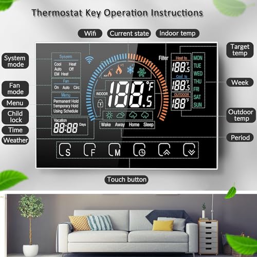 Smart Home Thermostat with WiFi, App, and Voice Control