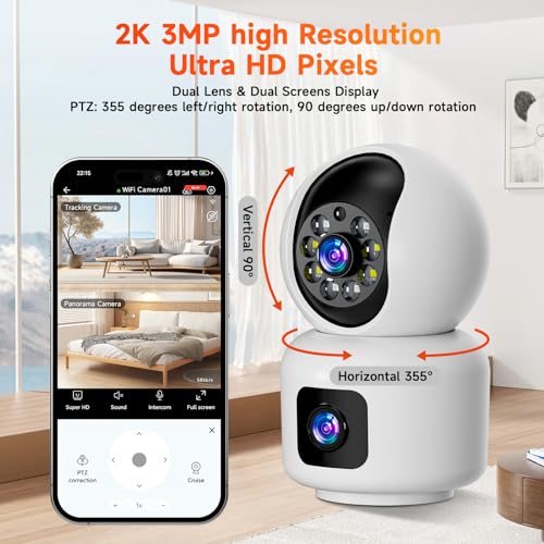 Hawkray 360° Dual Lens Smart Security Camera 2K
