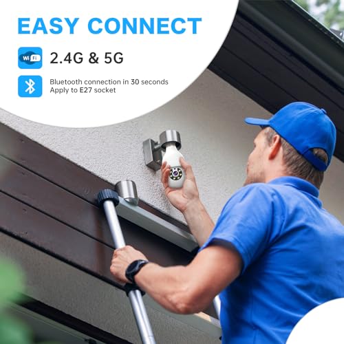 2K Light Bulb Security Camera 5G&2.4G WiFi Indoor Outdoor 360° (2 PACK)
