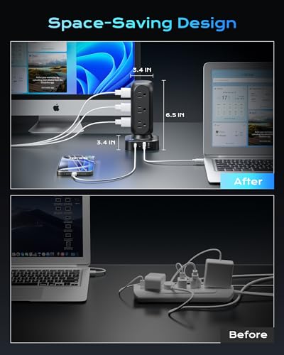Tower Surge Protector Power Strip with 12 AC Outlets