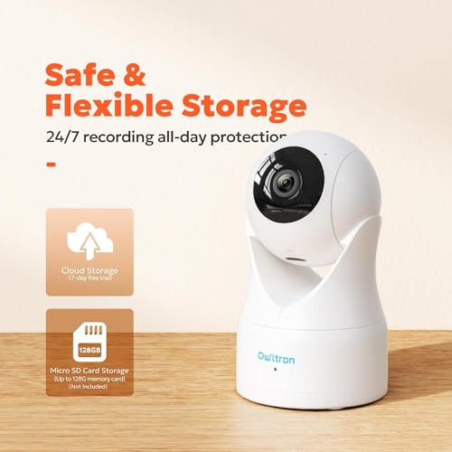 Indoor Owltron Pan/Tilt Security Camera 2K with Motion Detection