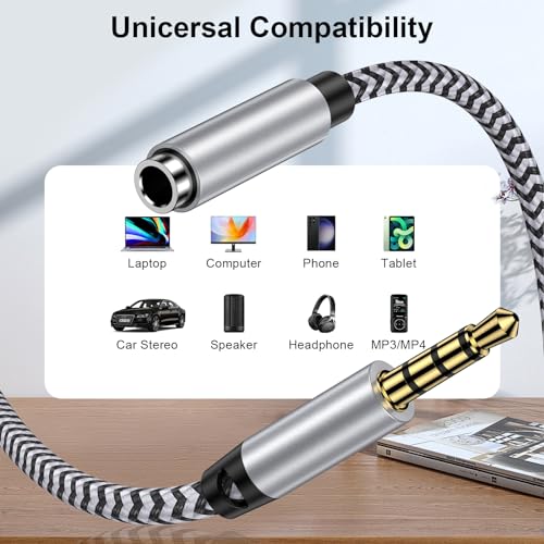 6FT Hi-Fi Sound Headphone Extension Cable with 3.5mm Jack