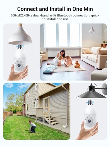 Wireless Light Bulb Security Camera with AI Detection
