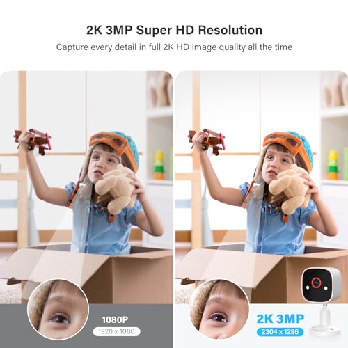 Jennov 2K Home Security Cameras - WiFi AI Motion Vision Alexa - 2PK