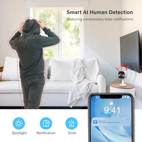 Jennov 2K Home Security Cameras - WiFi AI Motion Vision Alexa - 2PK