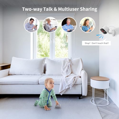 Jennov 2K Home Security Cameras - WiFi AI Motion Vision Alexa - 2PK