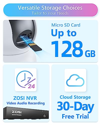 ZOSI Pan/Tilt Smart Security Camera 2K Wifi Baby Pet Monitor