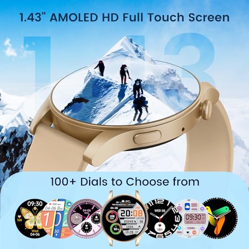 Unisex Smartwatch: 1.43" Amoled Touchscreen, Call Answer, Fitness Tracker