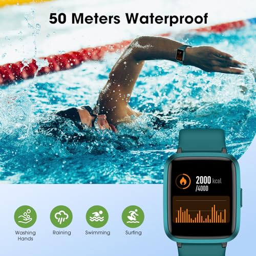 5ATM Waterproof Fitness Tracker Watch with Heart Rate Monitor