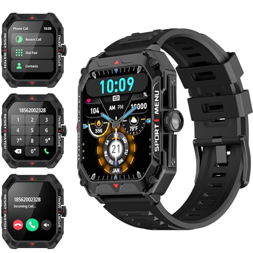Men's Military Smart Watch, 2.02", Heart Rate Monitor