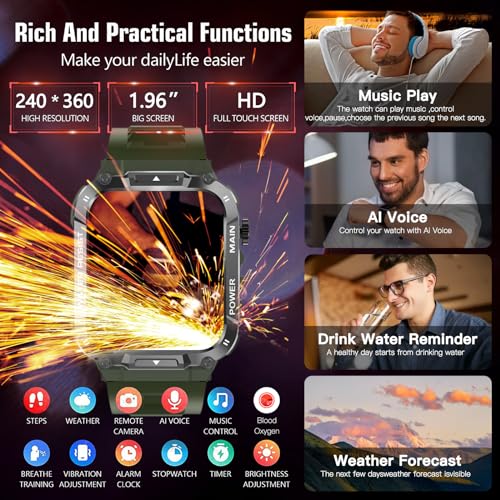 Hvlgmrc Military Smartwatch for Men - Outdoor Sports Watch