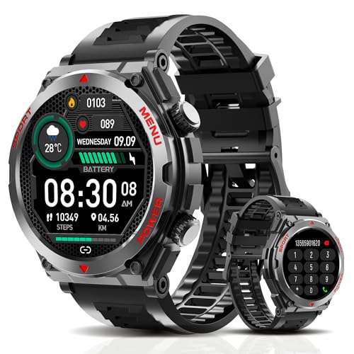 1.52" Military Smartwatch with Heart Rate Monitor and Activity Tracker