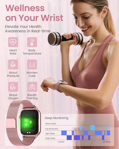 Womens Smartwatch: Fitness Tracker with Blood Pressure Monitor