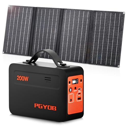 Portable 200W Power Station with Solar Panel, AC/DC Outlet