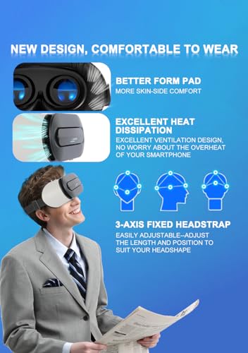 LAPORIO VR Headset with Bluetooth Controller and Ultra-Wide Viewing Angle