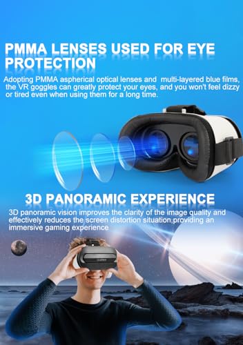 LAPORIO VR Headset with Bluetooth Controller and Ultra-Wide Viewing Angle