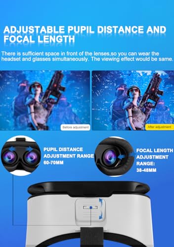 LAPORIO VR Headset with Bluetooth Controller and Ultra-Wide Viewing Angle