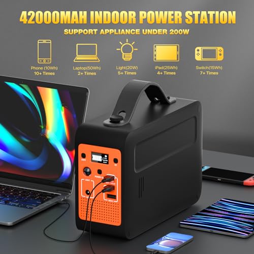 Portable 200W Power Station with Solar Panel, AC/DC Outlet