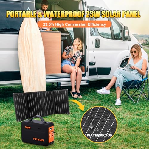 Portable 200W Power Station with Solar Panel, AC/DC Outlet