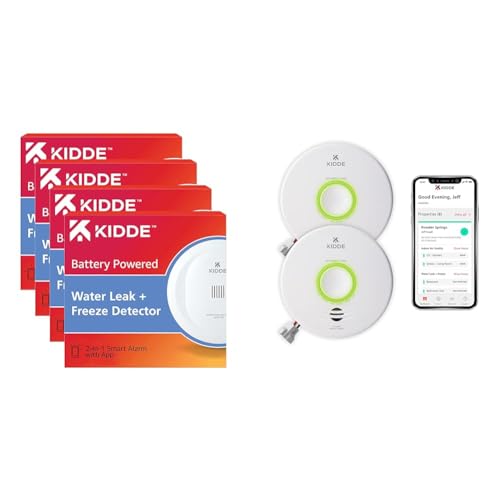 Kidde WiFi Water Leak & Freeze Alarm + Smoke Detector Alexa-Compatible