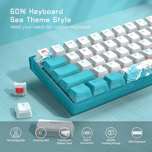 Womier WK61 Mechanical RGB Gaming Keyboard with Blue Keycaps