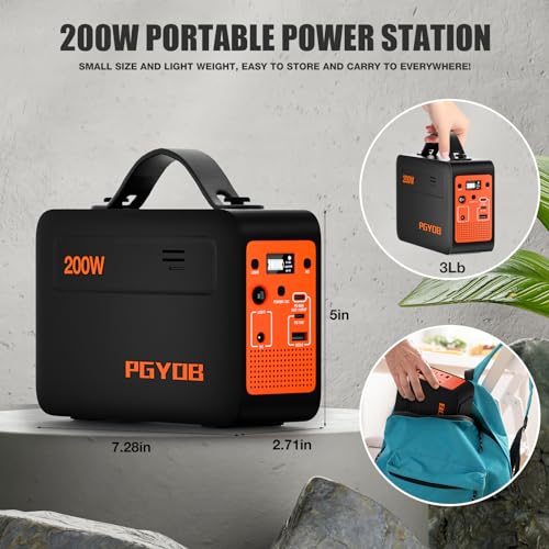 Portable 200W Power Station with Solar Panel, AC/DC Outlet
