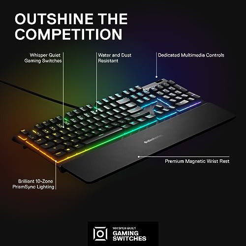 SteelSeries Apex 3 RGB Gaming Keyboard with Magnetic Wrist Rest