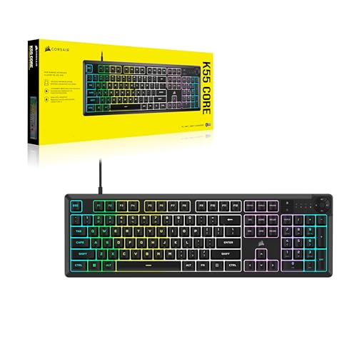 Corsair K55 CORE RGB Membrane Gaming Keyboard - Quiet, Responsive, Spill Resistant