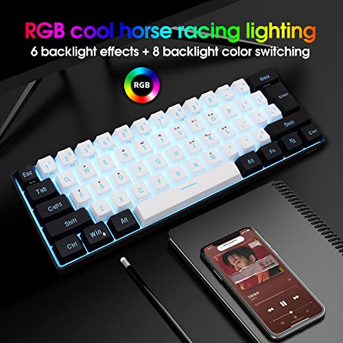 Snpurdiri RGB Backlit Mini Gaming Keyboard, Waterproof 61 Keys