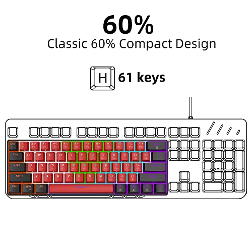 Snpurdiri 60% Mini Gaming Mechanical Keyboard, Red Switches