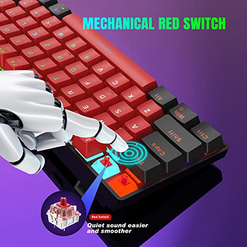 Snpurdiri 60% Mini Gaming Mechanical Keyboard, Red Switches