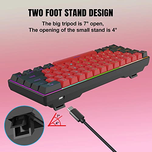 Snpurdiri 60% Mini Gaming Mechanical Keyboard, Red Switches