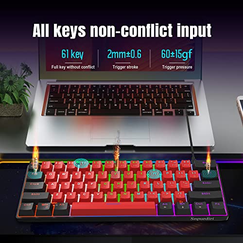 Snpurdiri 60% Mini Gaming Mechanical Keyboard, Red Switches