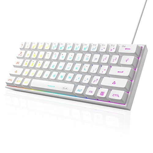 MageGee Mini 60% RGB Backlit Gaming Keyboard White