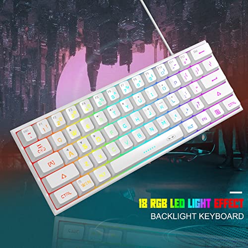 MageGee Mini 60% RGB Backlit Gaming Keyboard White