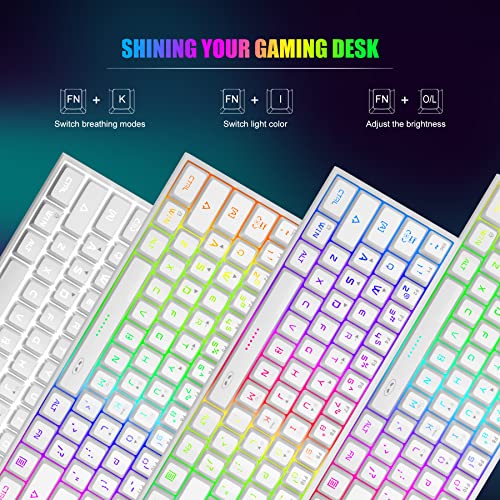MageGee Mini 60% RGB Backlit Gaming Keyboard White