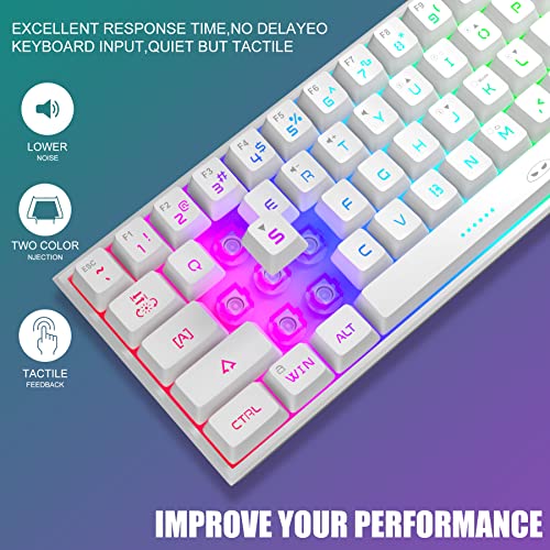 MageGee Mini 60% RGB Backlit Gaming Keyboard White