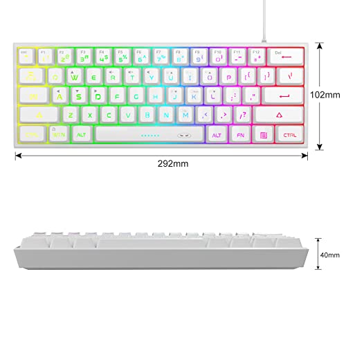MageGee Mini 60% RGB Backlit Gaming Keyboard White