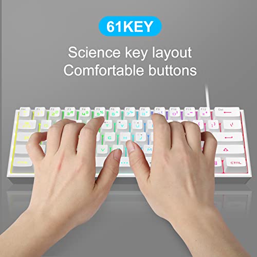 MageGee Mini 60% RGB Backlit Gaming Keyboard White