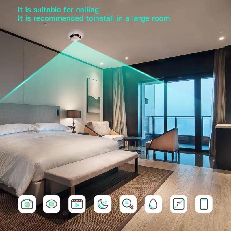 AI Smoke Detector Camera for Home Security Outdoors