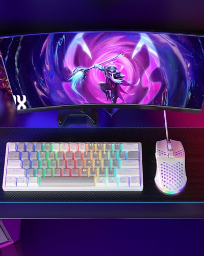 SOLAKAKA SM900 White Wired Honeycomb Gaming Mouse, 12800 DPI