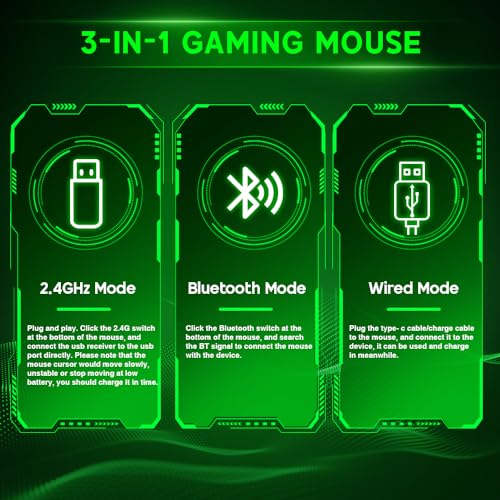 Wireless Gaming Mouse with Adjustable DPI and Bluetooth