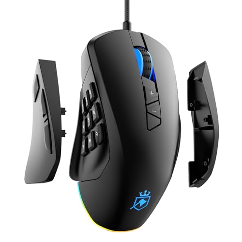 ROYALAXE Wired Gaming Mouse: MMO Mouse with 14 Buttons