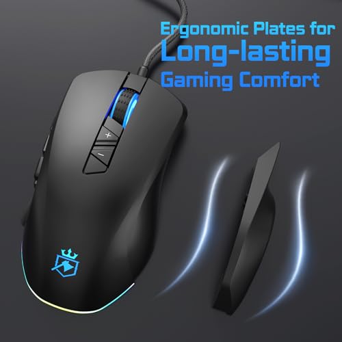 ROYALAXE Wired Gaming Mouse: MMO Mouse with 14 Buttons
