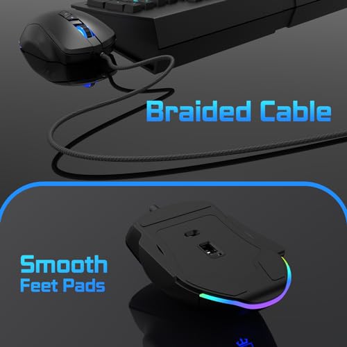 ROYALAXE Wired Gaming Mouse: MMO Mouse with 14 Buttons