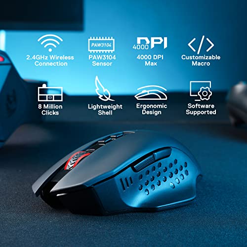 Redragon M656 Gainer Wireless Gaming Mouse, 4000 DPI