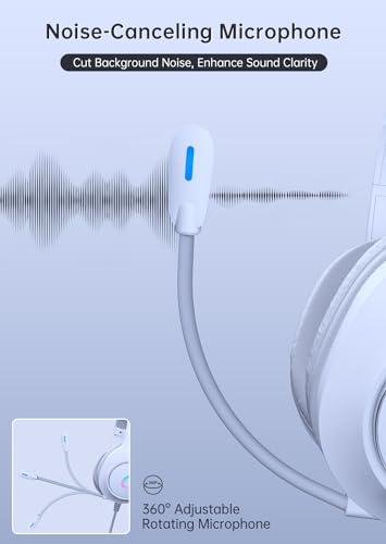 White RGB Gaming Headset for PS5, PS4, PC, Mac