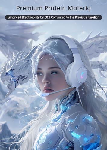 White RGB Gaming Headset for PS5, PS4, PC, Mac