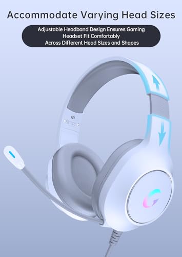 White RGB Gaming Headset for PS5, PS4, PC, Mac