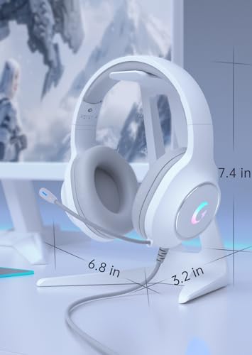 White RGB Gaming Headset for PS5, PS4, PC, Mac